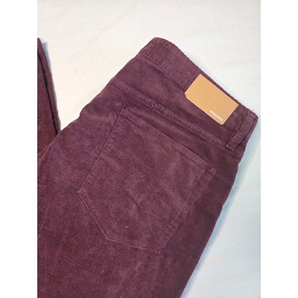 Bonobos Slim Fit Corduroy Pants Mens 35x32 Burgundy Purple 5-Pocket Trousers - Picture 2 of 9